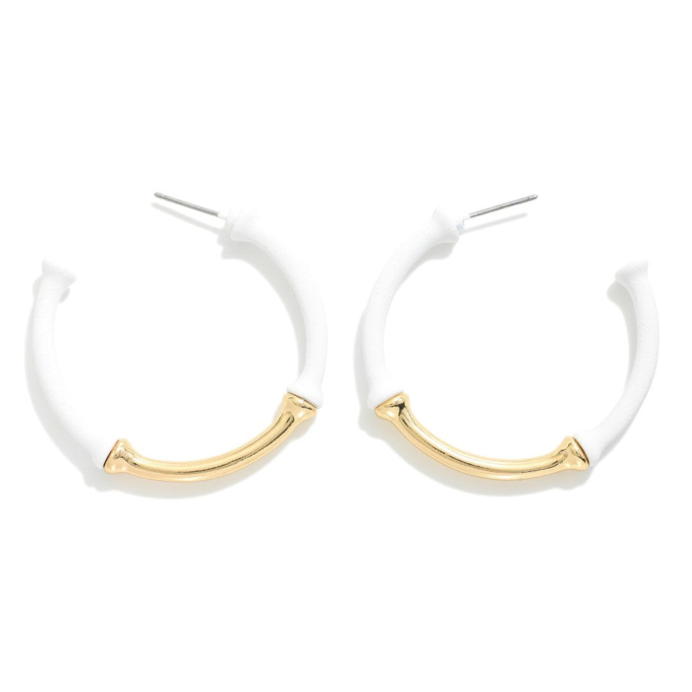 Bamboo Hoop Earrings~White