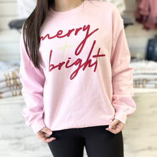 Load image into Gallery viewer, Merry and Bright Sweatshirt~Pink
