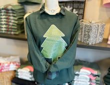 Load image into Gallery viewer, Mint Glitter Christmas Tree Sweatshirt
