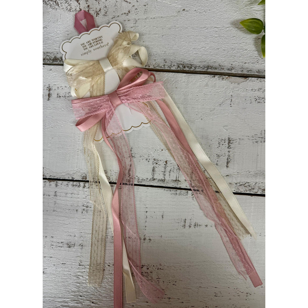 Hair Bow Set~Cream/Pink~Simply Southern