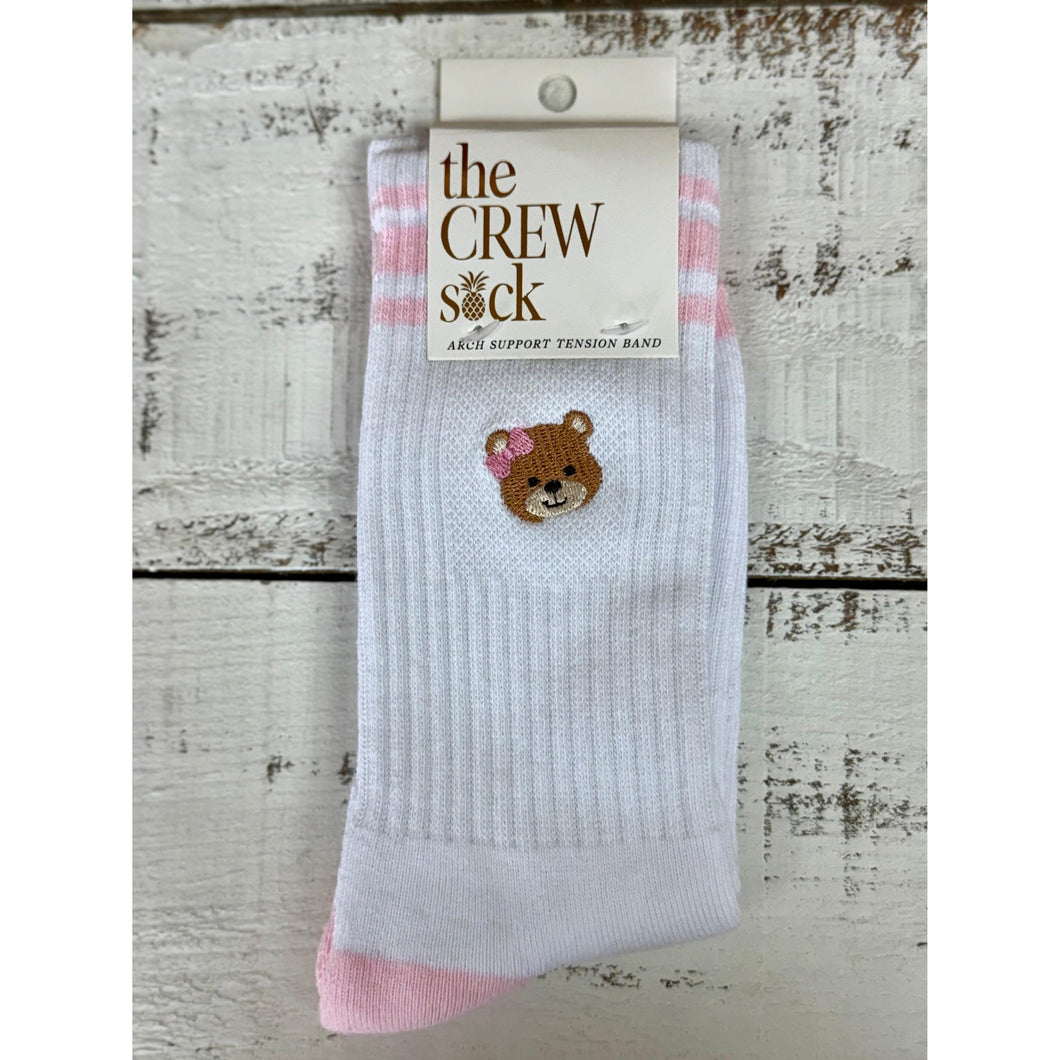 Embroidered Crew Socks~Bear~Simply Southern