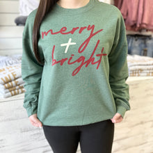 Load image into Gallery viewer, Merry and Bright Sweatshirt~Heather Green
