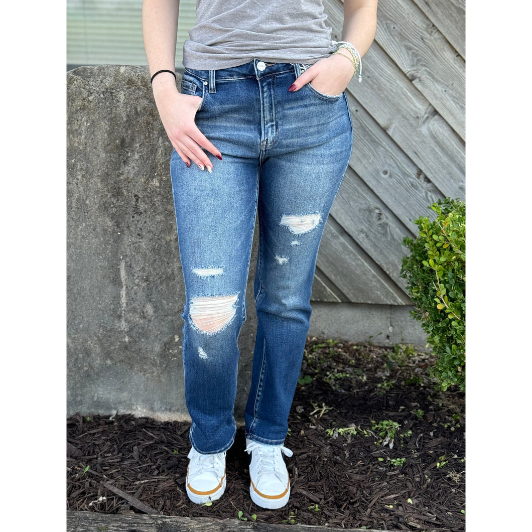 Cuffed Ankle Straight Jeans by Risen