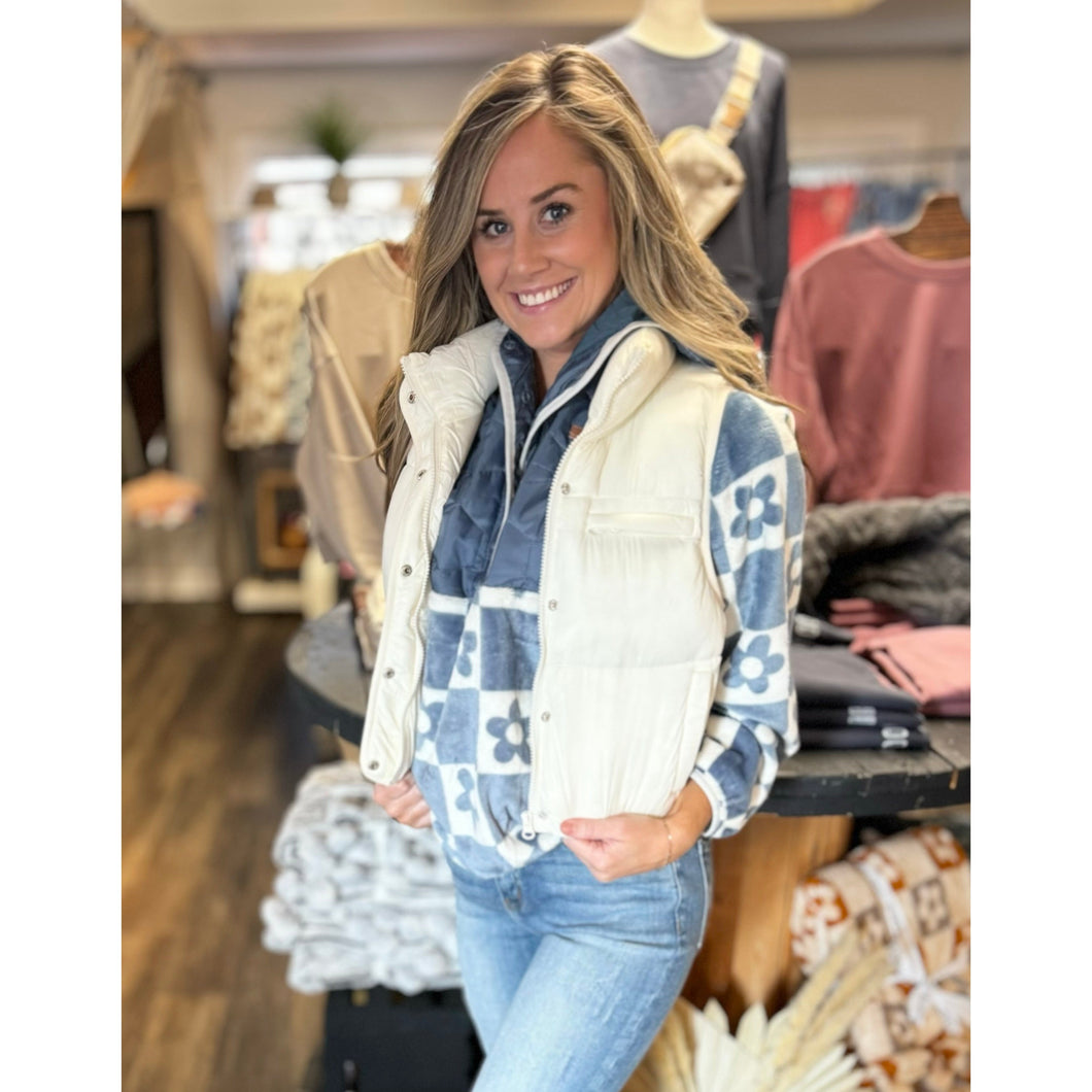 Puffer Vest Ivory~Simply Southern