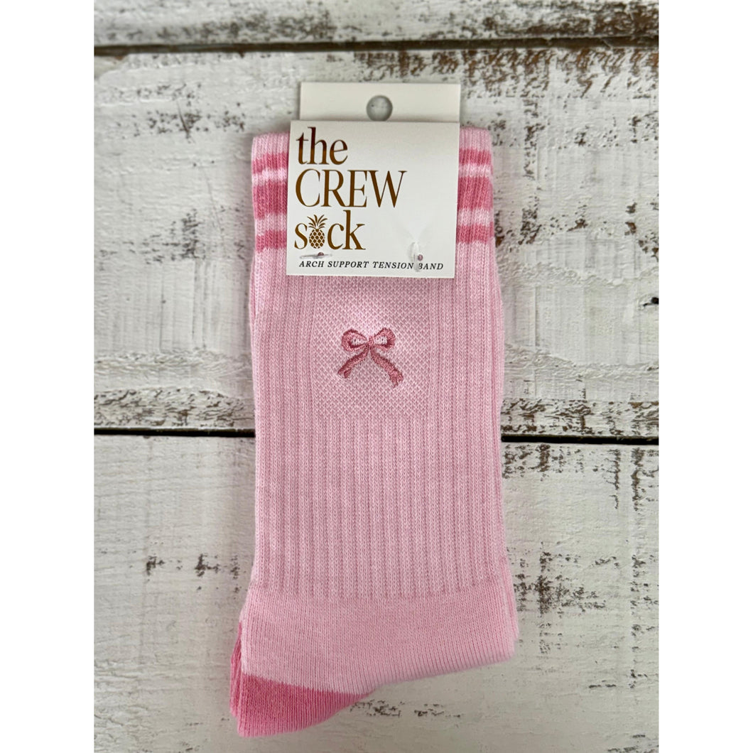 Embroidered Crew Socks~Small Bow~Simply Southern
