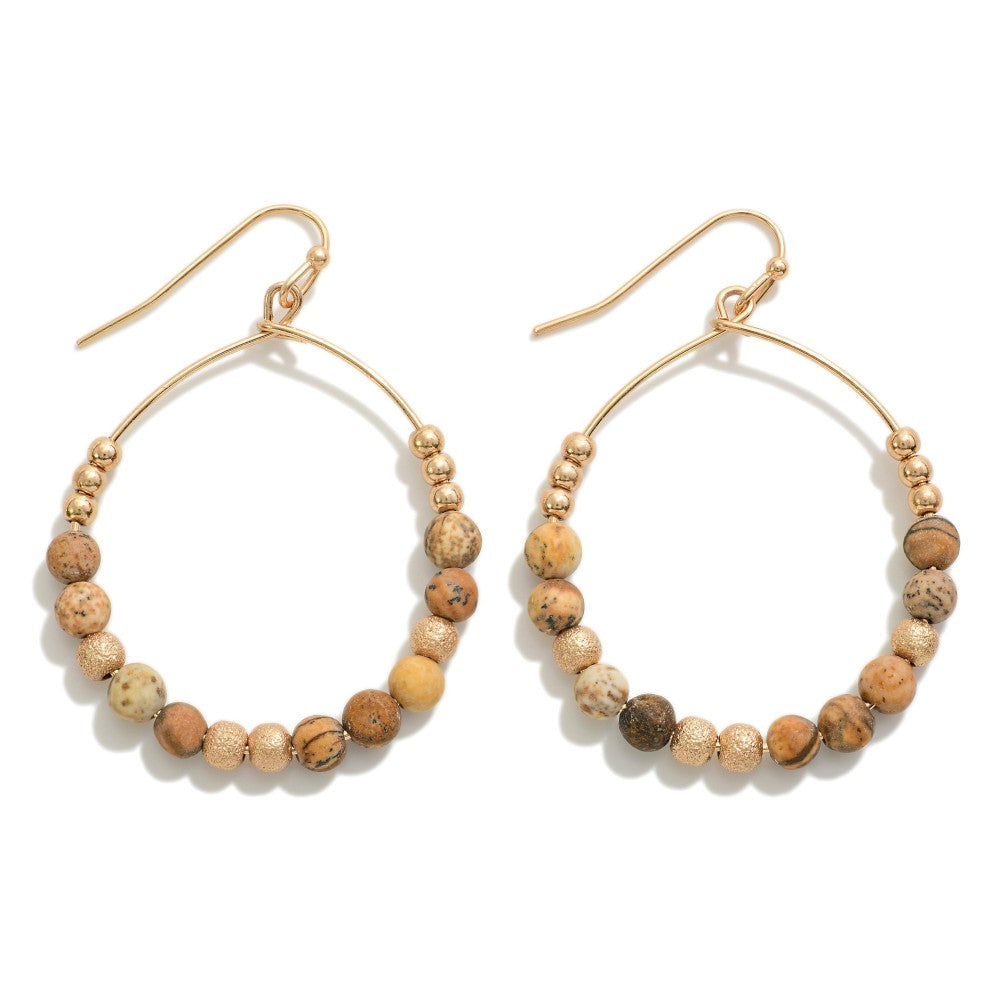 Dainty Bead Drop Brown Earrings