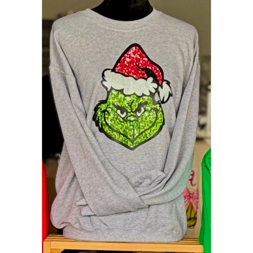 Grinch Faux Sequin Sweatshirt