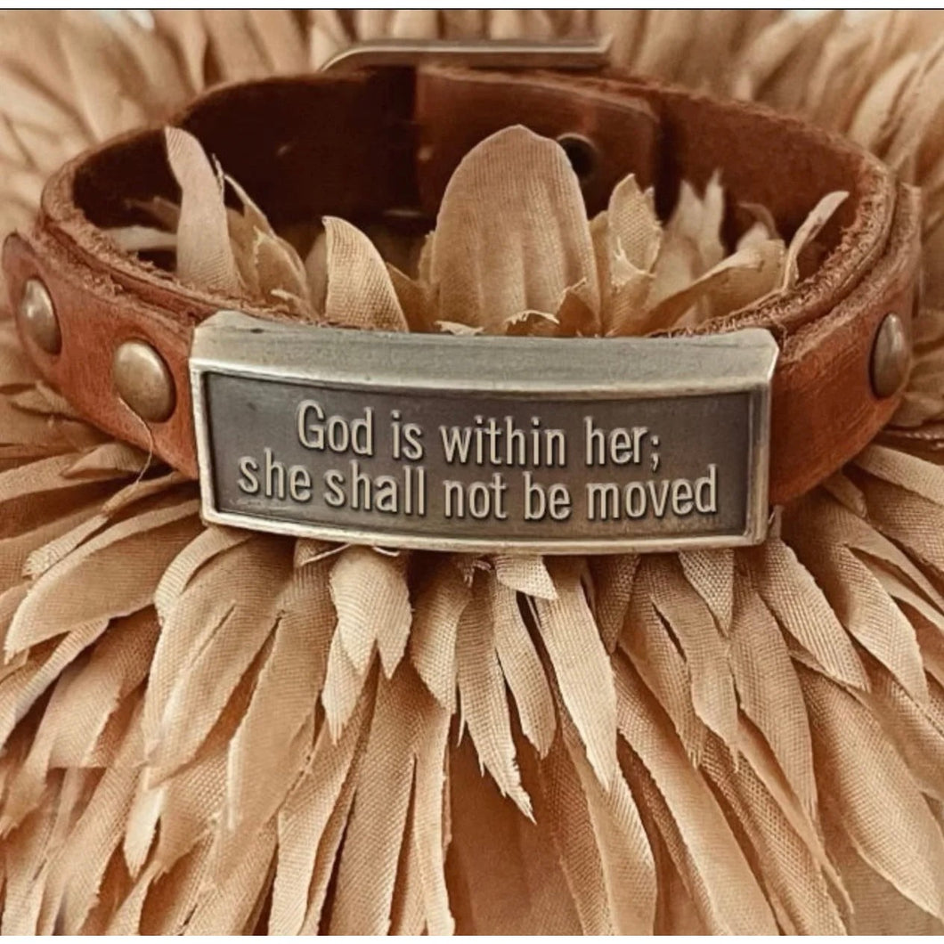 Handmade Leather Bracelet~ God Is Within Her