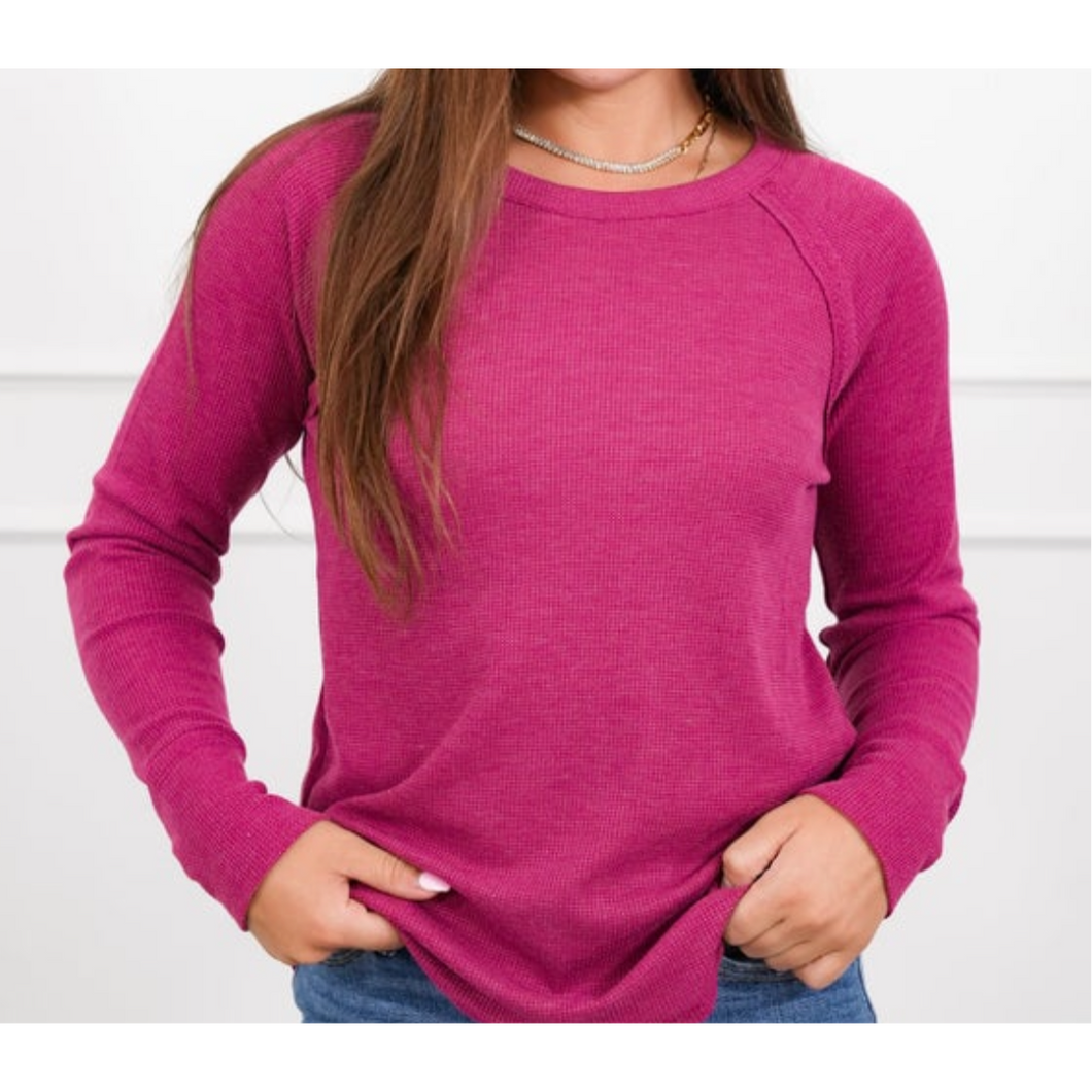 The Layer Up Long Sleeve Top~Cabernet
