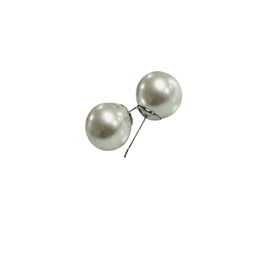 Oversized Pearl Stud Earrings Silver