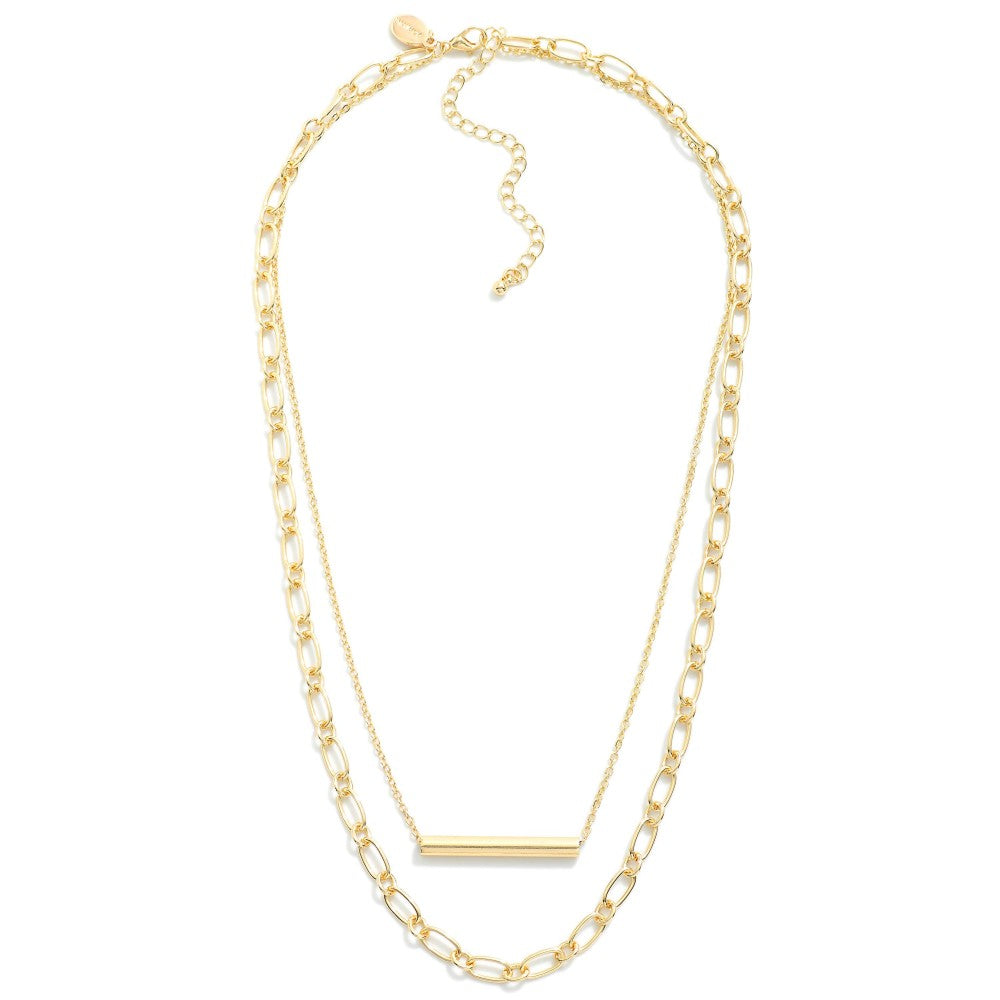 Necklace Layered Gold Bar