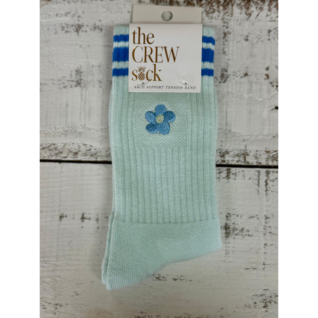 Embroidered Crew Socks~Flower~Simply Southern