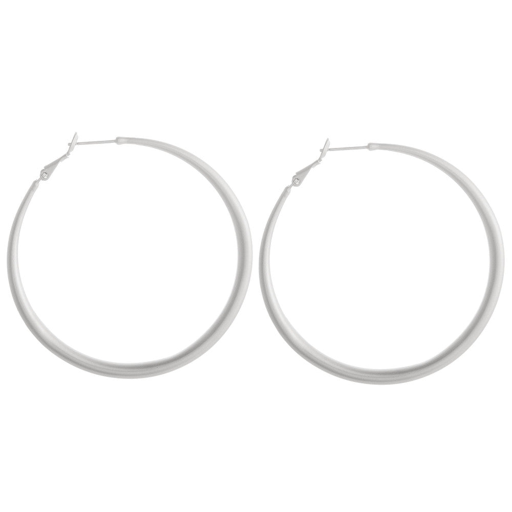 Silver Matte Hoop Earrings