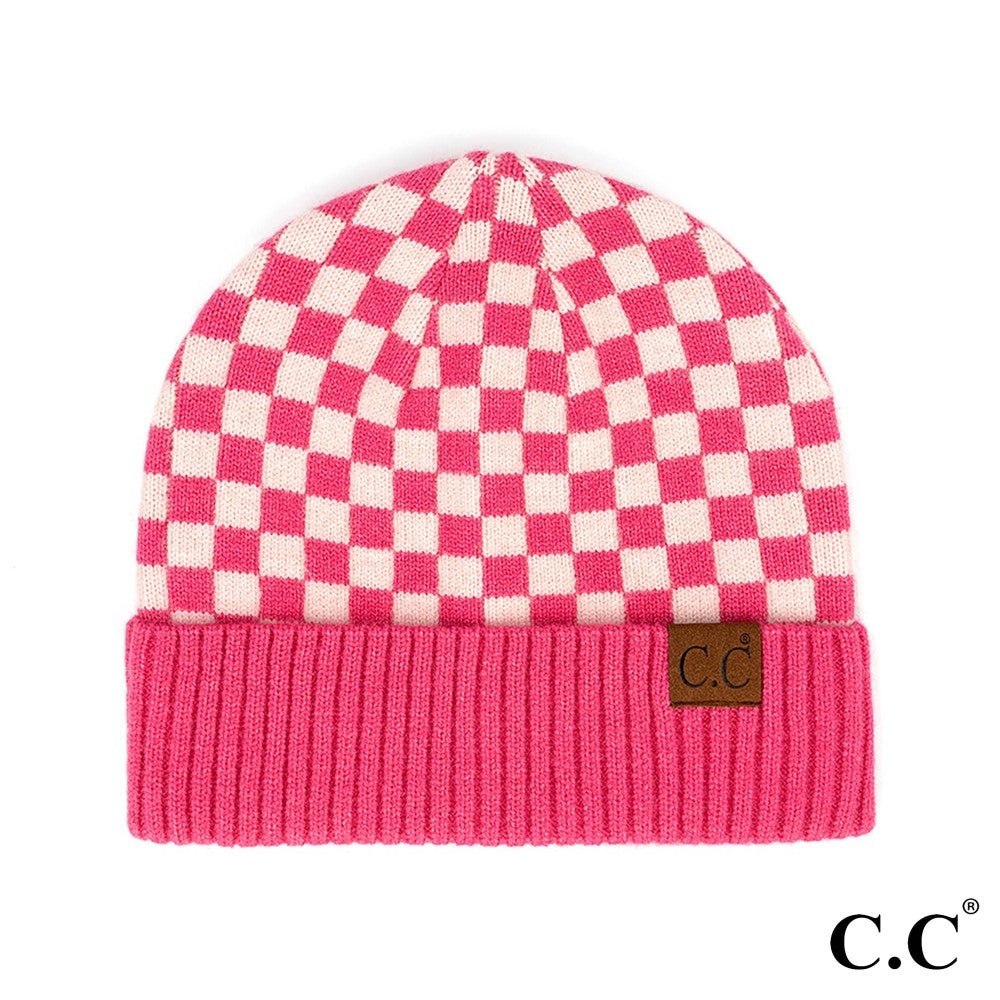 CC Checkered Beanie~Pink