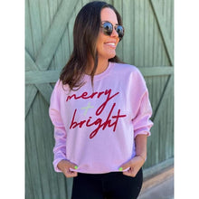 Load image into Gallery viewer, Merry and Bright Sweatshirt~Pink
