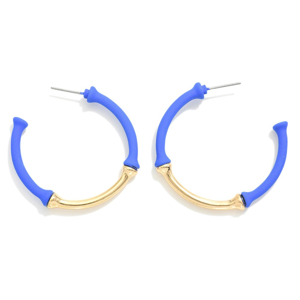 Bamboo Hoop Earrings~Blue