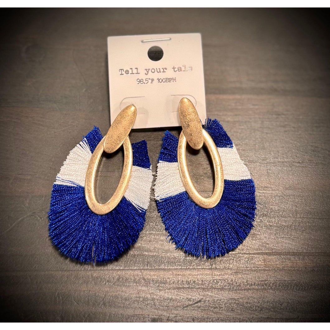 Blue and White Oval Fringe