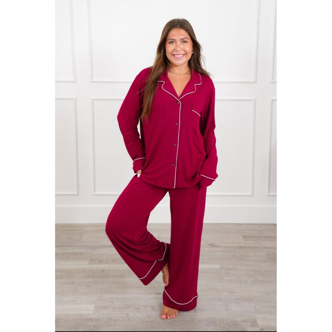 Midnight Lounge Pajama Set~Burgandy