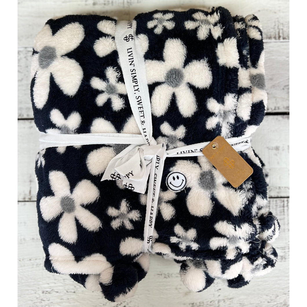 Soft And Comfy Blanket by Simply Southern~Navy Flower