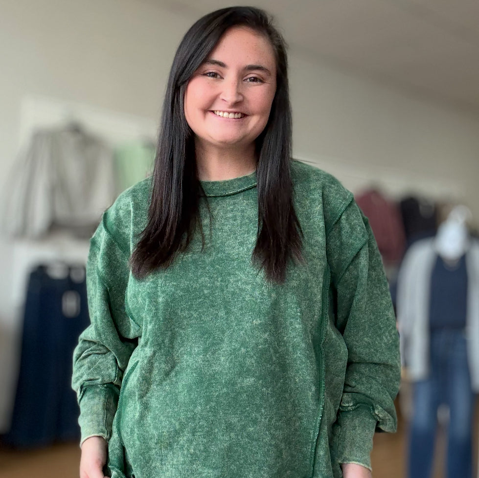 The Washed Crew Sweatshirt~Green