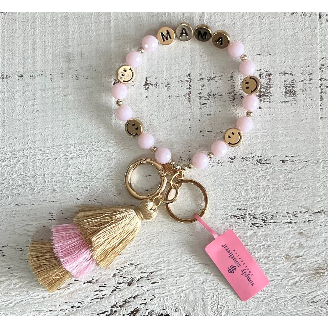 Beaded Bangle Keychain by Simply Southern~Pink Smiley