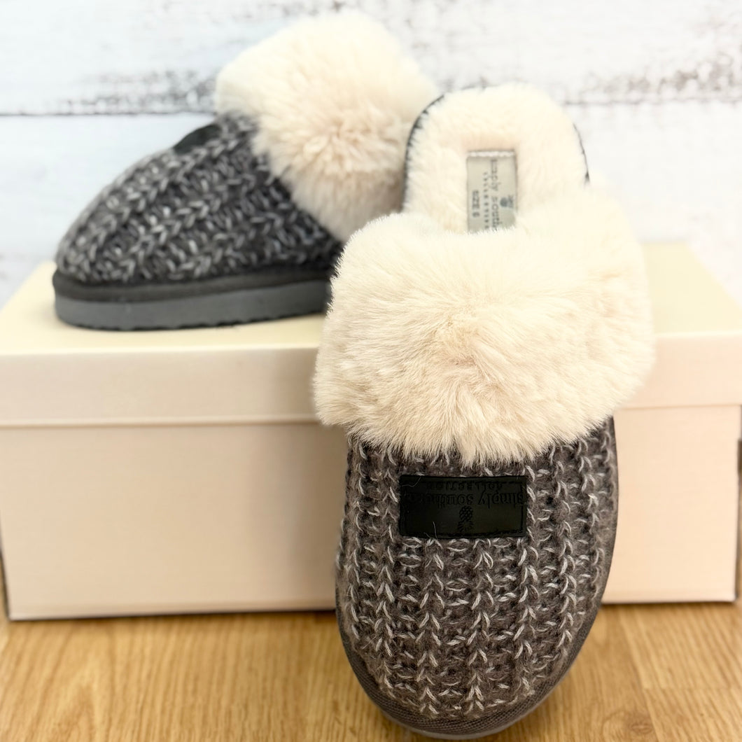 Knit Flat Slipper~Dark Gray by Simply Southern