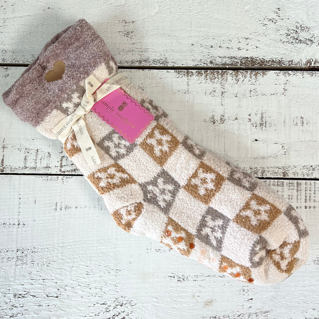 Camper Socks by Simply Southern~Brown Flower