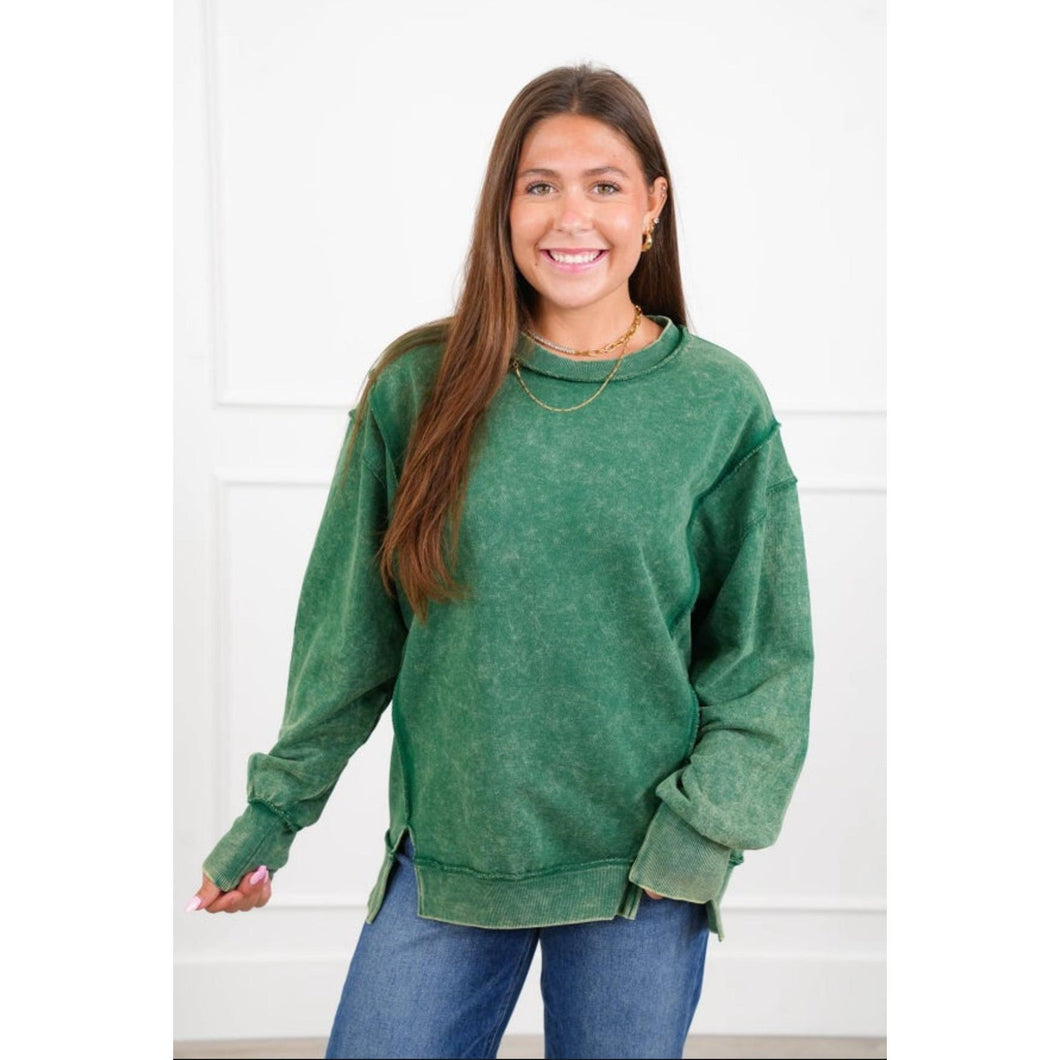 The Washed Crew Sweatshirt~Green