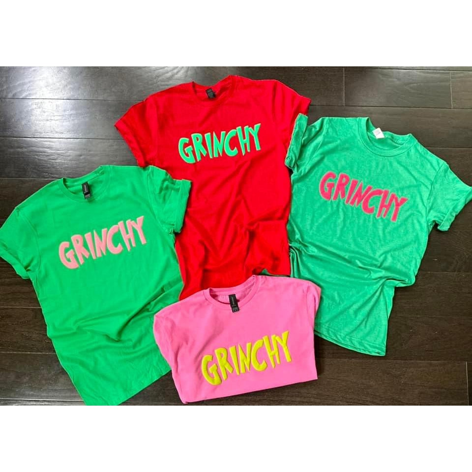 Grinchy Tee Green/Red Puffy