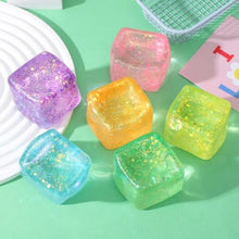 Load image into Gallery viewer, Glitter Cube Squishy~Sunset Orange
