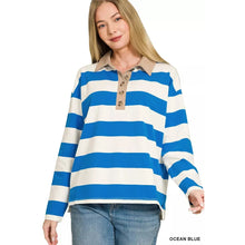 Load image into Gallery viewer, Stripe Polo~Blue
