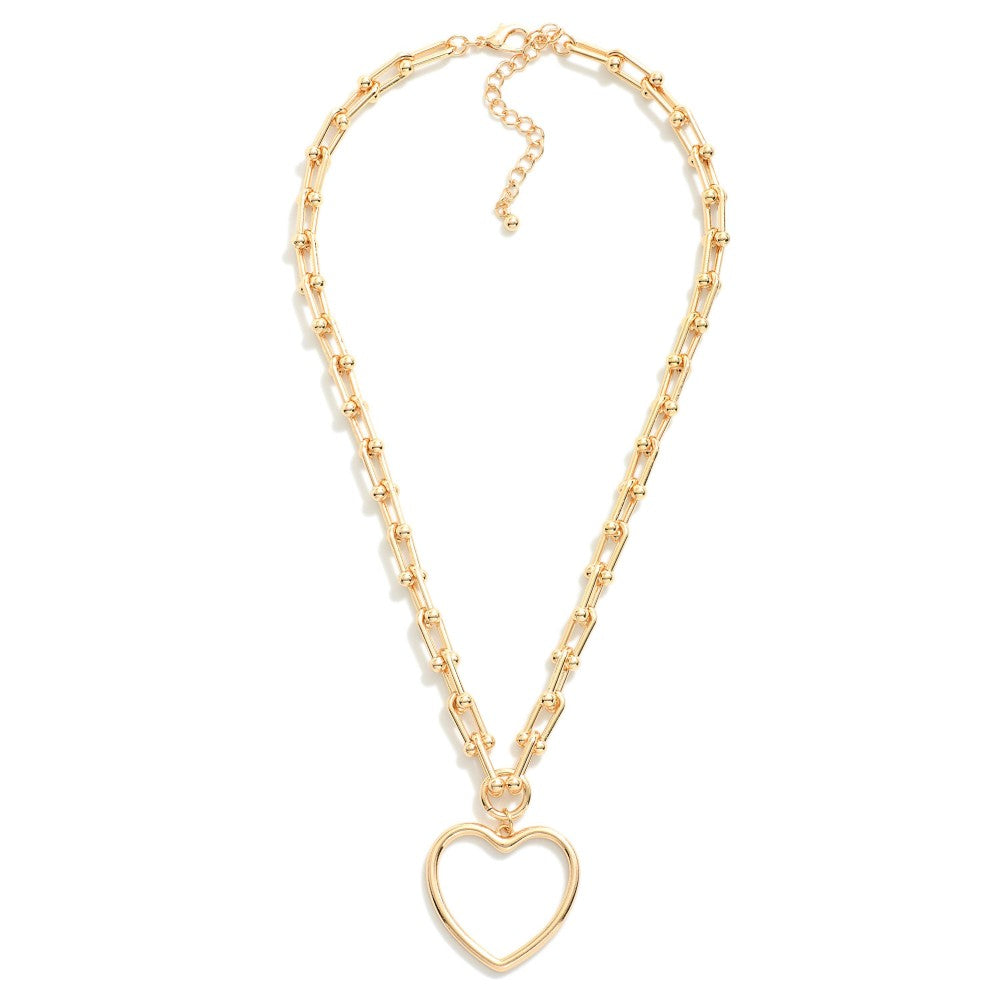 Necklace Hallow Heart Gold Tone