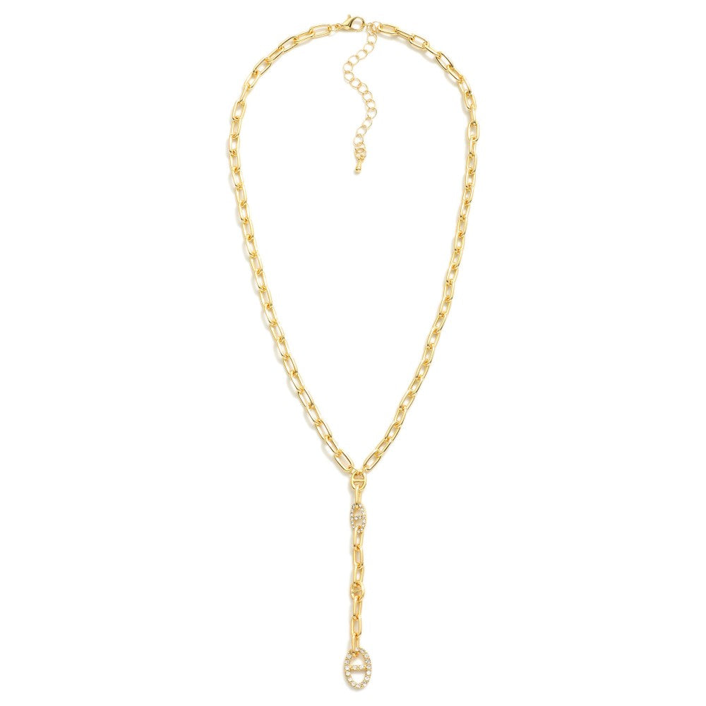 Necklace Drop Rhinestone Gold Tone