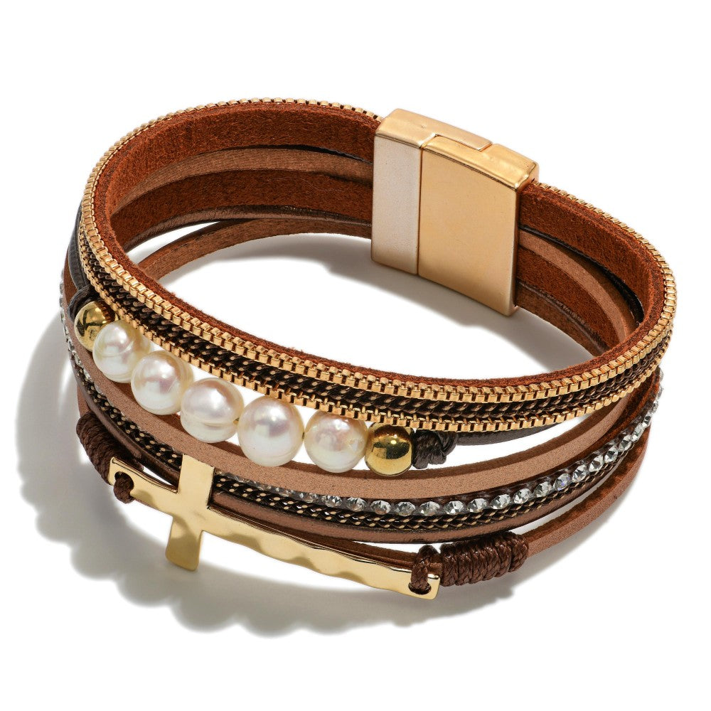 Bracelet Multi Strand Cross Magnetic