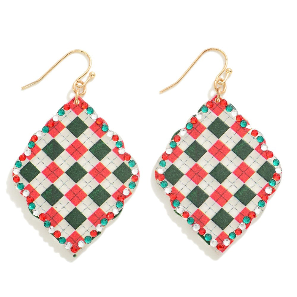 Diamond Plaid Christmas Earrings