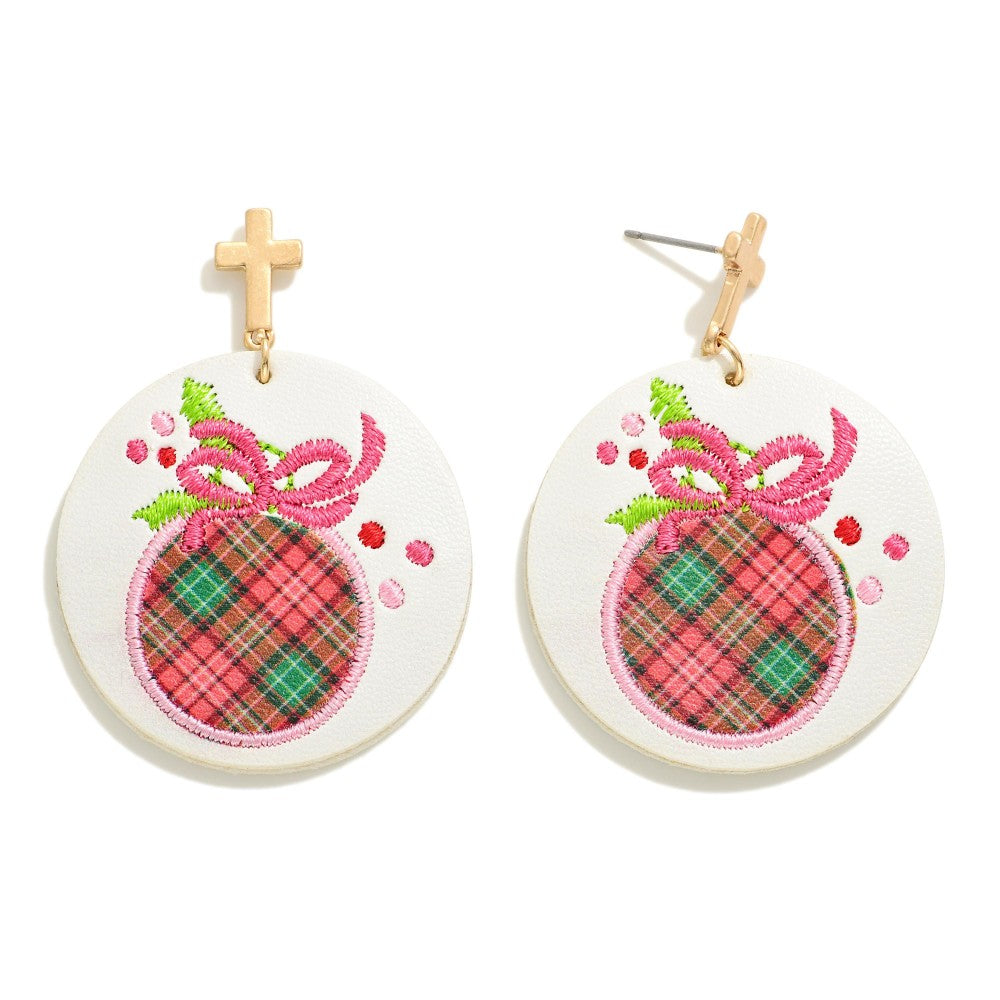 Pink Christmas Ornament Earrings