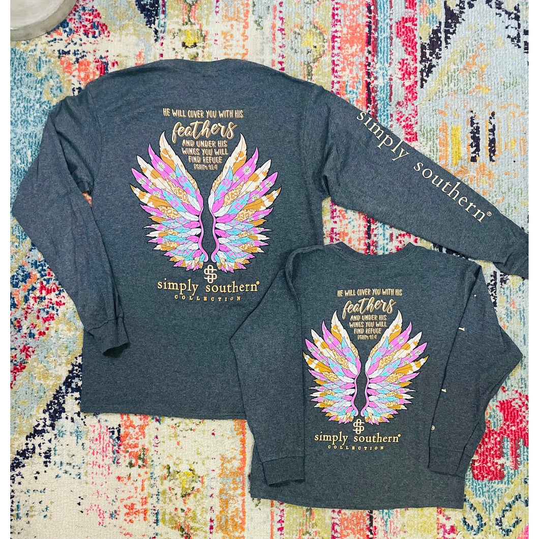‘Feather’ Long Sleeve Tee by Simply Southern